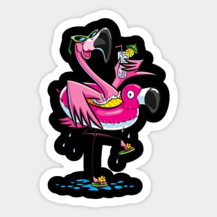 Flamingo drinks wine funny summer holiday tropical Sticker